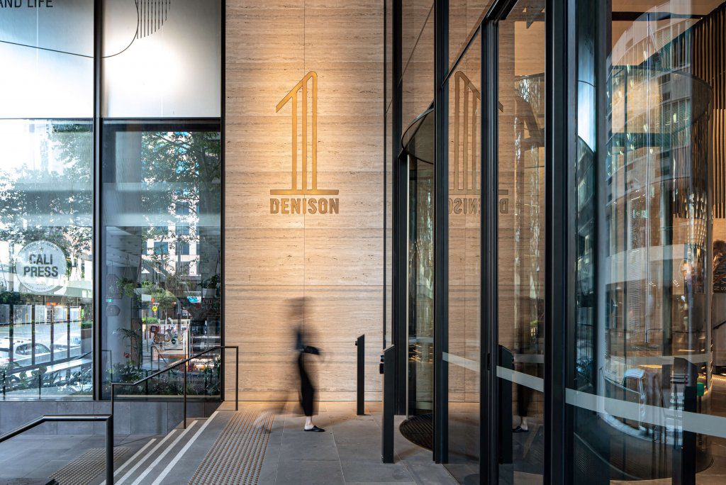 1 Denison, Signage & Wayfinding – Building Entrance Illuminated Building Logo ID